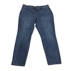 Ava & Viv Womens Jeans Size 16W Mid Rise Skinny Pull On Denim Jeans Dark Wash